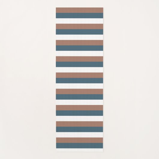 Streeppatroon Bruin Blauwgroen Wit Yogamat (Voorkant)