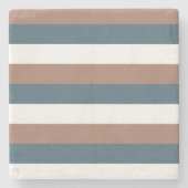 Streeppatroon Mocha Bruin Blauwgroen Wit Stenen Onderzetter (Voorkant)