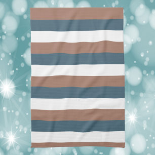 Streeppatroon Mocha Bruin Blauwgroen Wit Theedoek