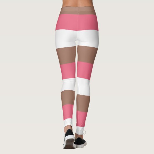 Streeppatroon Mocha Bruin Roze Wit Leggings (Achterkant)