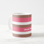 Streeppatroon Mocha Bruin Roze Wit Personaliseren Koffiemok (Voorkant links)