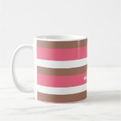 Streeppatroon Mocha Bruin Roze Wit Personaliseren Koffiemok (Links)