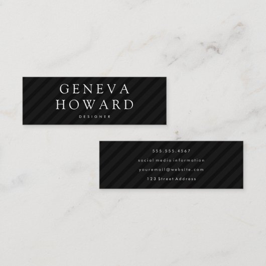 Streeppatroon Zwart Mini Visitekaartje (Voorkant / Achterkant)