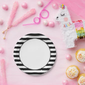 Streeppatroon | Zwart-wit Papieren Bordje (Feest)