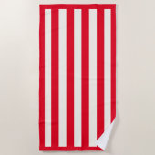 Streepvormig rode badhanddoek (Voorkant)