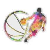 street art basket kleurrijke Silhouette Basketbal Sticker (Voorkant)