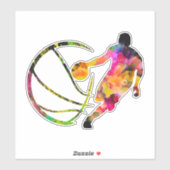 street art basket kleurrijke Silhouette Basketbal Sticker (Vel)