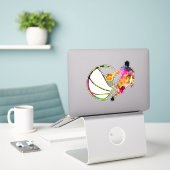 street art basket kleurrijke Silhouette Basketbal Sticker (Laptop op bureau)