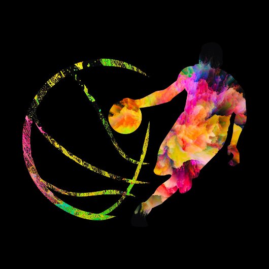 street art basket kleurrijke Silhouette Basketbal Sticker