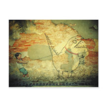 Street Art Briefkaart / Penang Maleisië streetart