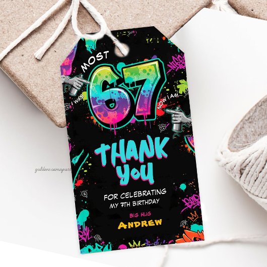 Street Art Graffiti 6 to 7 Birthday Cadeaulabel