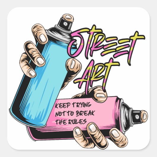 Street Art Graffiti Urban Vierkante Sticker (Voorkant)