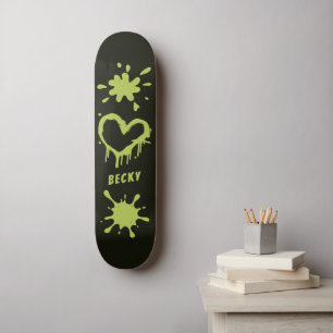 Street Art Hart Naam Zuur Groen Spat Persoonlijk Skateboard