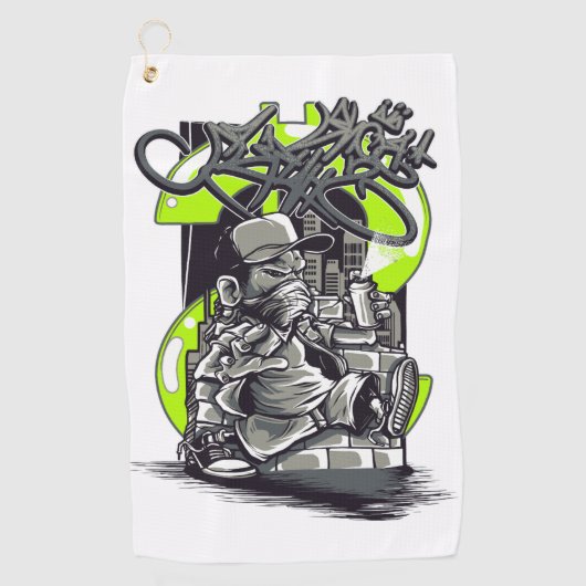 Street Art Hustle: De geldschieter Golfhanddoek (Voorkant)