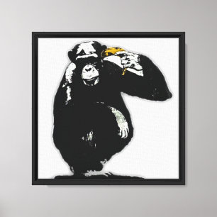 Street Art Monkey met een Golden Crown Abstract Gr Canvas Afdruk