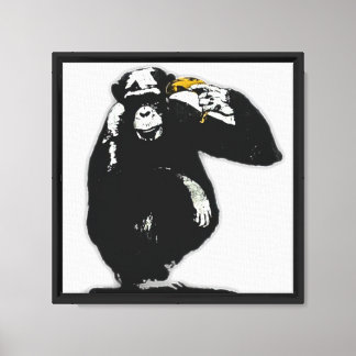 Street Art Monkey met een Golden Crown Abstract Gr Canvas Afdruk