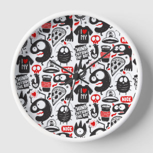 Street Art Monster Doodles - Moderne Wandklok