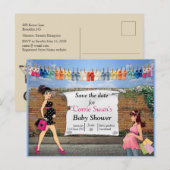 Street Art Polka-dot Baby shower Aankondigingskaart (Voorkant / Achterkant)