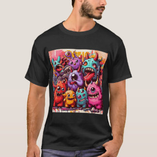 Street Art Schattige Monsters Pattern T-shirt