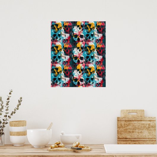 Street Art Skull Poster Design A34 (Keuken)