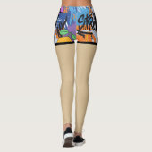 Street art Unieke fake shorts Mode Zipper Chic Leggings (Achterkant)