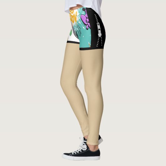 Street art Unieke fake shorts Mode Zipper Chic Leggings (Links)