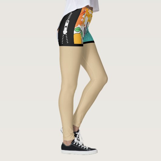 Street art Unieke fake shorts Mode Zipper Chic Leggings (Rechts)
