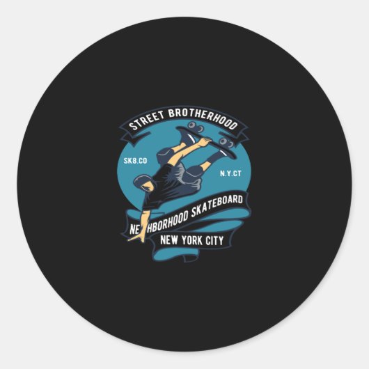 street brotherhood neighborhood skateboard ronde sticker (Voorkant)