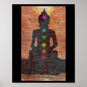 Street Buddha met Chakras Poster