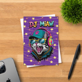 Street Cat DJ Attitude – Krachtige Streetwear Kuns Acryl Uitnodigingen