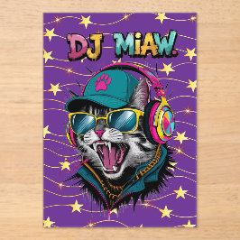 Street Cat DJ Attitude – Krachtige Streetwear Kuns Acryl Uitnodigingen
