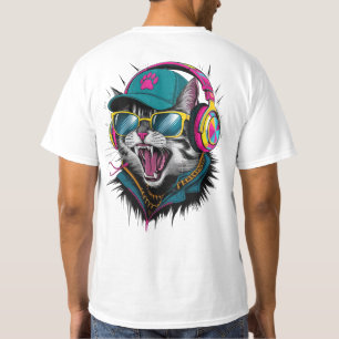 Street Cat DJ Attitude – Krachtige Streetwear Kuns T-shirt
