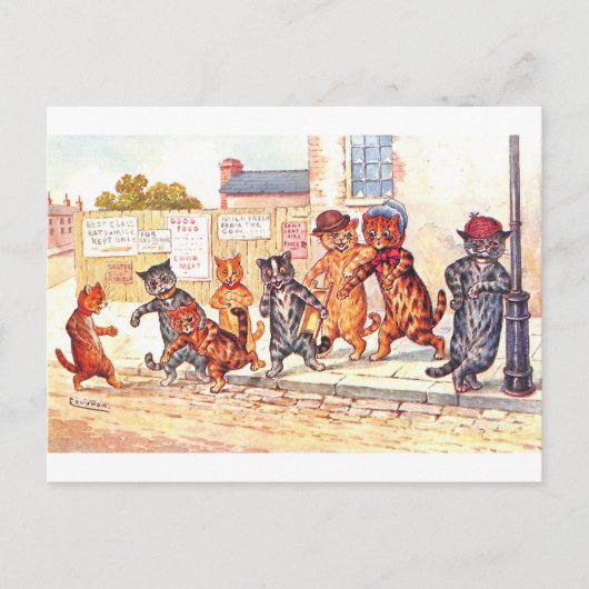 Street Cats door Louis Wain Briefkaart (Voorkant)