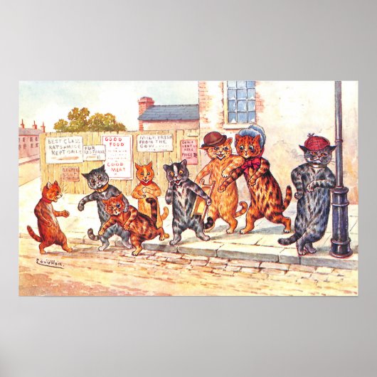 Street Corner Cats Louis Wain Poster (Voorkant)