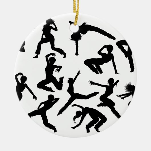 Street Dance Dancer Silhouettes Keramisch Ornament (Voorkant)