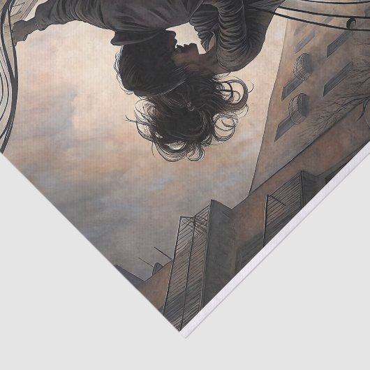 Street Dancers with Swirling Music Decoupage Tissuepapier (Detail)