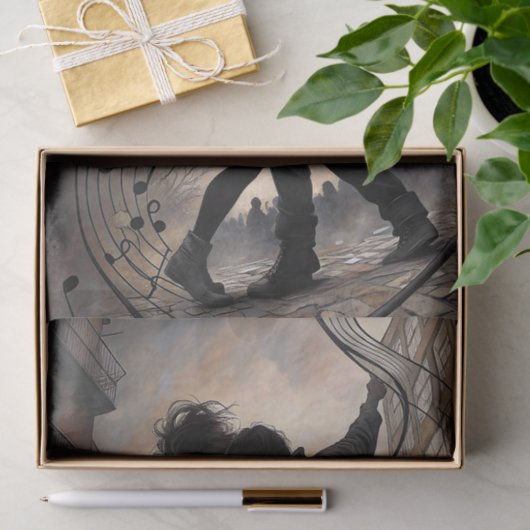 Street Dancers with Swirling Music Decoupage Tissuepapier (Geschenk)