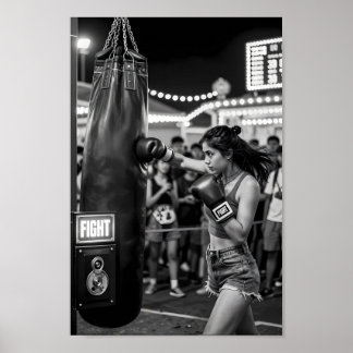 Street Fight Spirit in Monochrome Poster