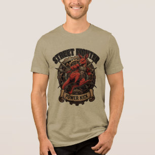 Street Fighter Power Kick Rode Kangoeroe Tri-Blend Shirt