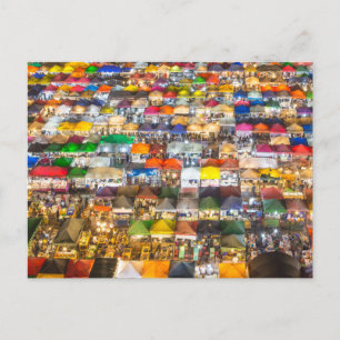 Street Food Market Rod Fai Bangkok Thailand Feestdagenkaart