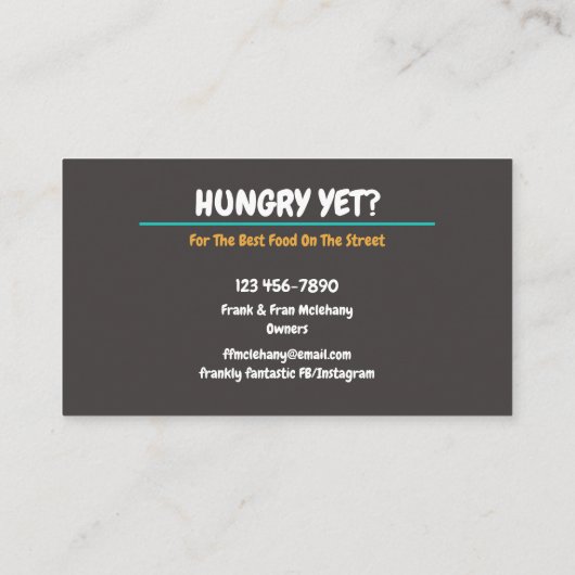 Street Food Truck Visitekaartje (Achterkant)