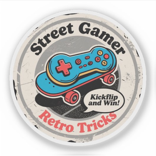 Street Gamer Retro Tricks Skate Controller Sticker (Voorkant)