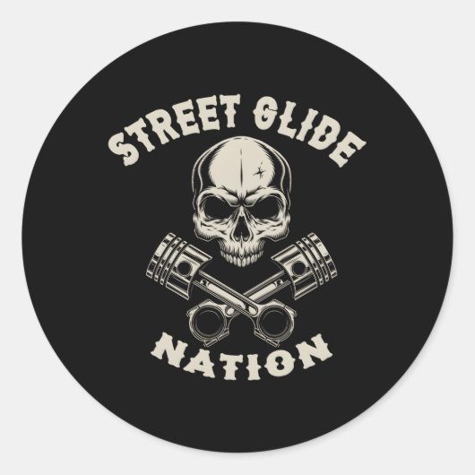 Street Glide Nation Biker Motorfietsen Ronde Sticker (Voorkant)