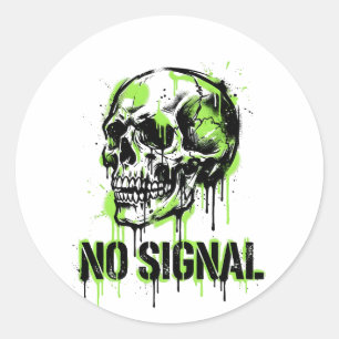 Street Graffiti Schedel No Signal Grafische Hoodie Ronde Sticker