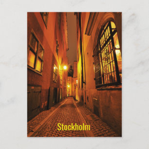 Street in Gamla Stan in Stockholm, Zweden 's nacht Briefkaart