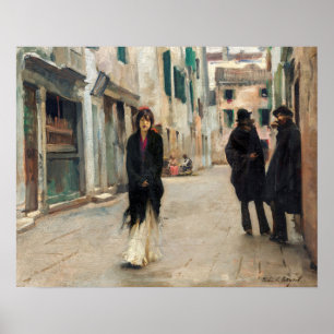 Street in Venetië (1882) door John Singer Sargent Poster