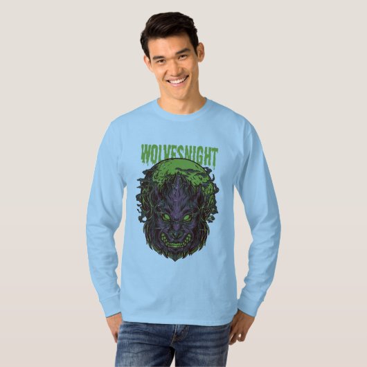 Street King "Wolves Night" T-shirt met lange mouwe (Voorkant volledig)