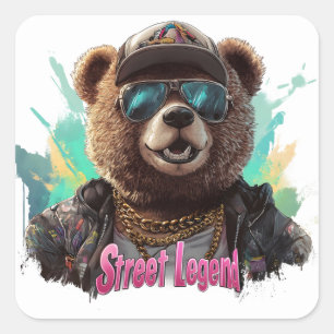 Street Legend Beer - Cool Graphic Design Vierkante Sticker