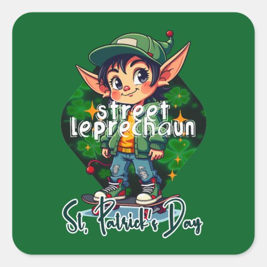 Street Leprechaun St Patrick’s Day - Autocolante Vierkante Sticker (Voorkant)