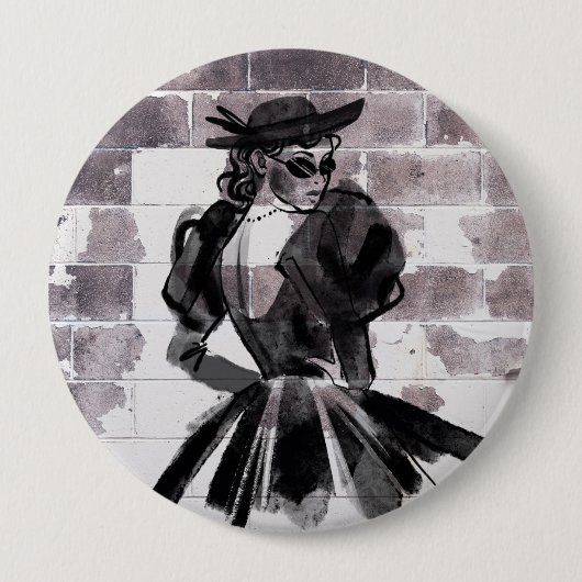Street Muse: Mode op de muur Ronde Button 4,0 Cm (Voorkant)